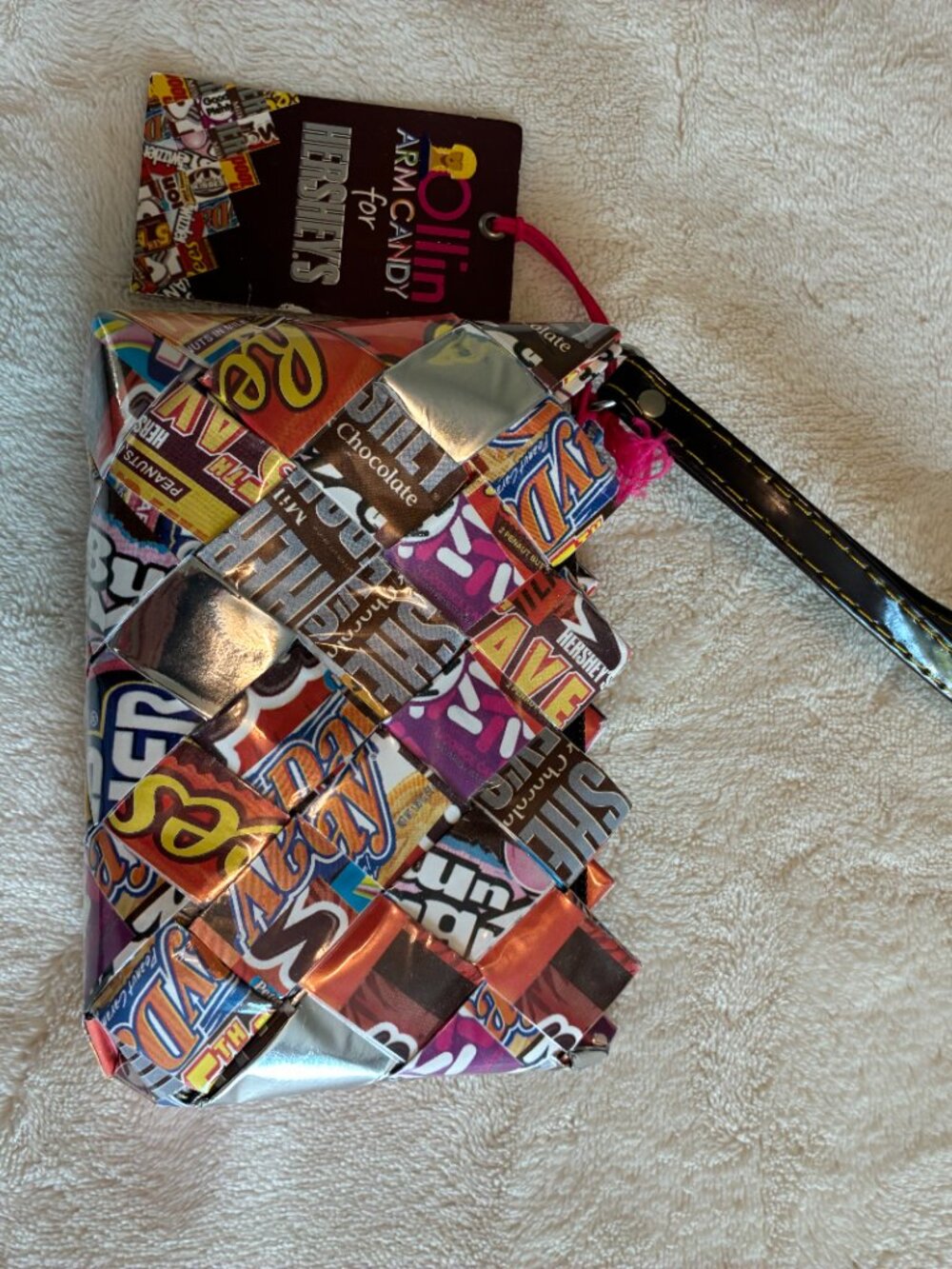 Olliin Hershey's Candy Wrapper Woven Wristlet NWT Chocolate Candy Purse Clutch